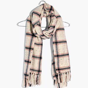 Madewell Knotted Fringe Scarf in Hanstone Plaid